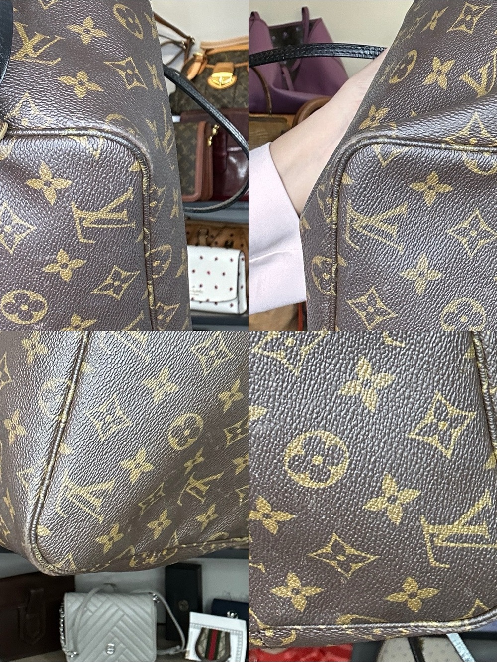 Louis Vuitton Neverfull GM Monogram Canvas Tote Bag COA SP0039 Leather Dyed - Picture 10 of 12
